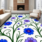 Vibrant Blue Violet Floral Vine Rug