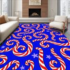 Crimson Swirl Candy Cane Stars Rug