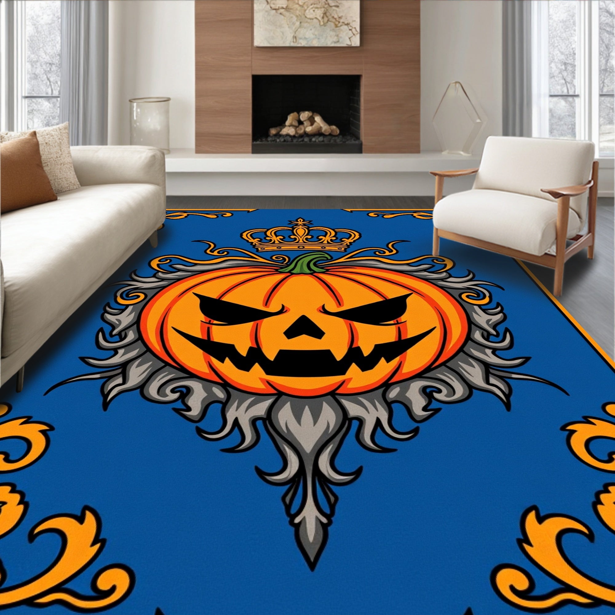 Orange Kingly Pumpkin Royal Crest Rug