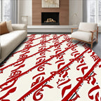 Crimson Red Cream Diagonal Flow Rug
