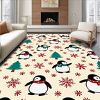 Adorable Penguin And Pinecone Whimsy Rug