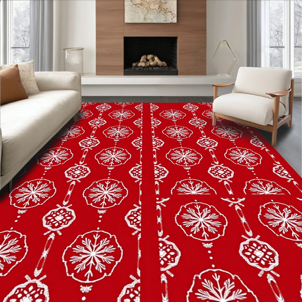 Crimson White Floral Medallions Rug