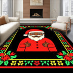 Joyful Santa Claus Festive Border Red Rug