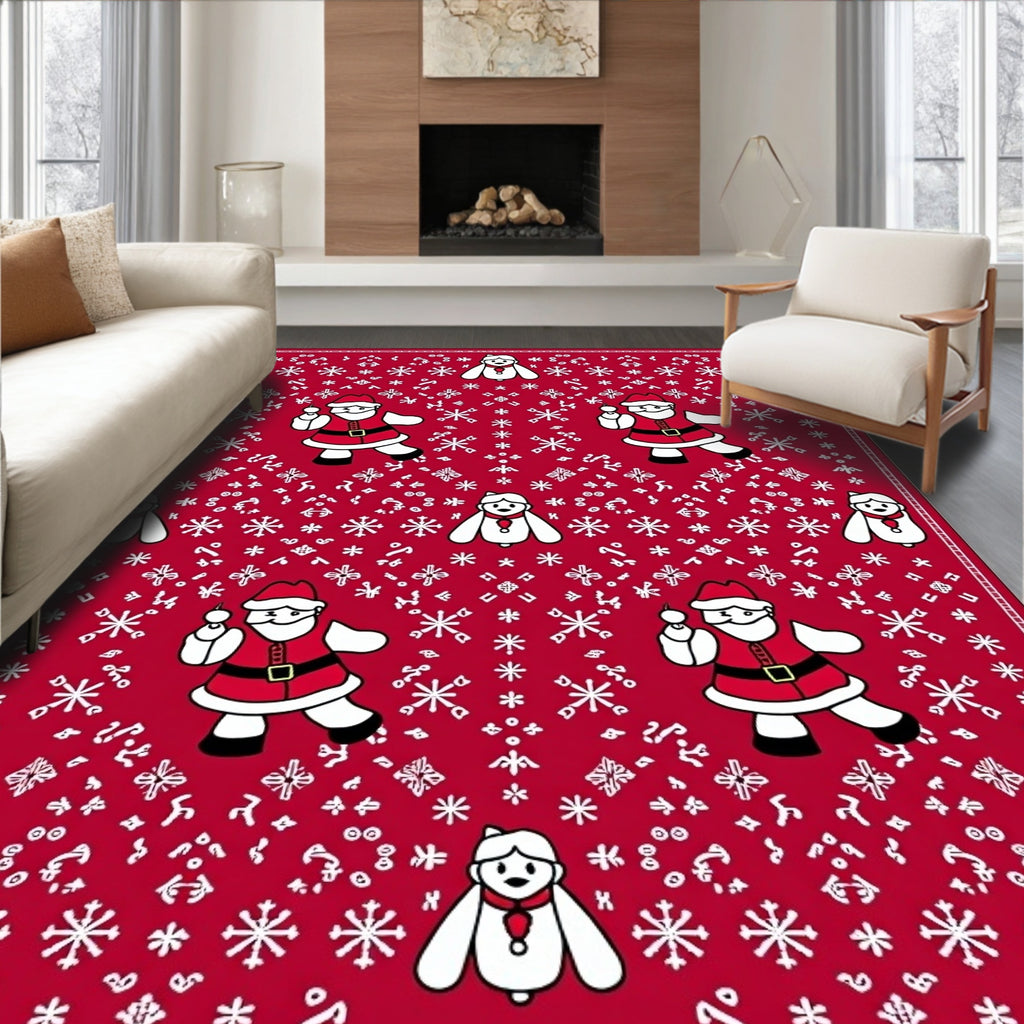 Festive Red Santa Snowflake Charm Rug