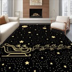 Golden Starry Night Sleigh Ride Rug