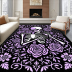 Lilac Skeleton Floral Garden Tapestry Rug
