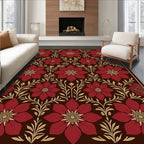 Deep Red Floral Vine Harmony Rug