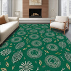 Emerald Green Feather Nests Floral Rug