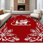 White Sleigh Snowflakes Festive Border Rug