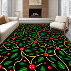 Festive Red Holly Berry Vines Rug