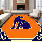 Orange Cat Silhouettes In Dark Frame Rug