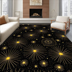 Golden Starbursts Black Night Rug