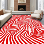 Crimson Swirl Ribbed Aura Rug
