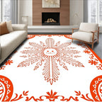 Whimsical Orange Sunburst Mandala Rug