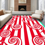 Whimsical Red Spiral Stripe Rug