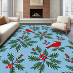 Crimson Cardinal Winterberry Branch Rug