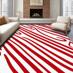 Bold Red Curved Stripes Rug