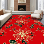 Red Floral Botanical Garden Elements Rug