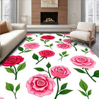 Romantic Pink Rose Garden Floral Rug