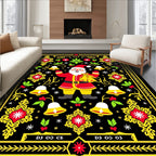 Red Yellow Black Santa Claus Bells Rug