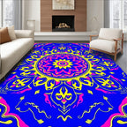 Vibrant Pink Yellow Blue Mandala Rug