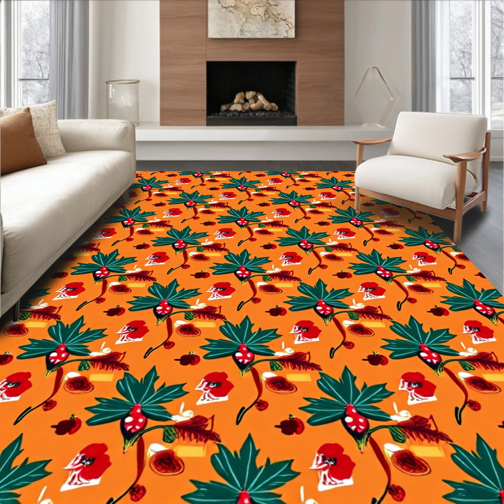 Whimsical Harvest Folk Art Rug