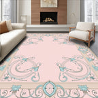 Art Nouveau Pink Floral Swirl Rug