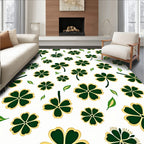 Lucky Clover Leaves Gold Accented Rug