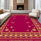 Crimson Deer Starburst Border Rug