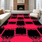 Radical Pink Black Geometric Interlocking Rug