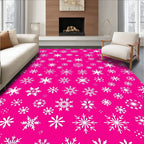 Pink White Snowflake Cluster Array Rug