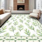 Light Green Leafy Border Botanical Rug
