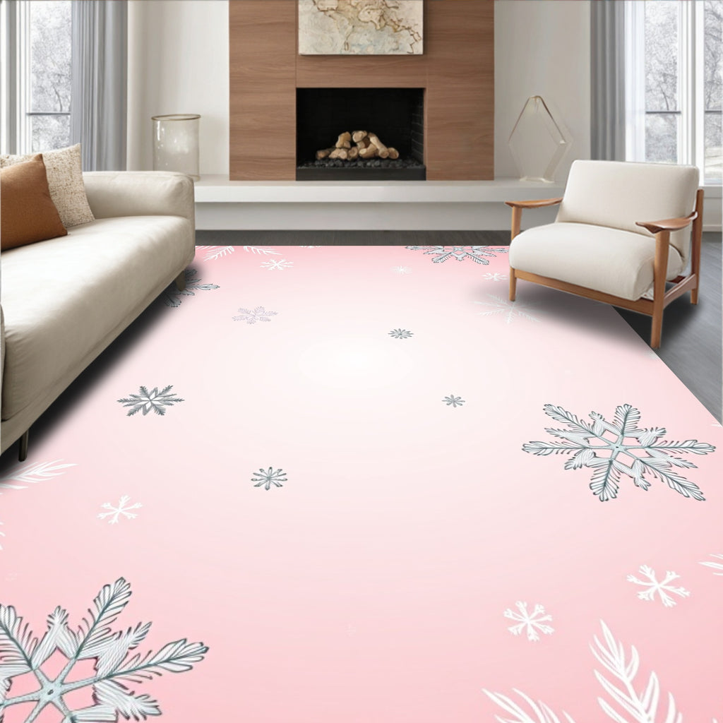 Pink Snowflake Winter Wonder Rug