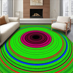 Vibrant Green Magenta Blue Concentric Circles Rug