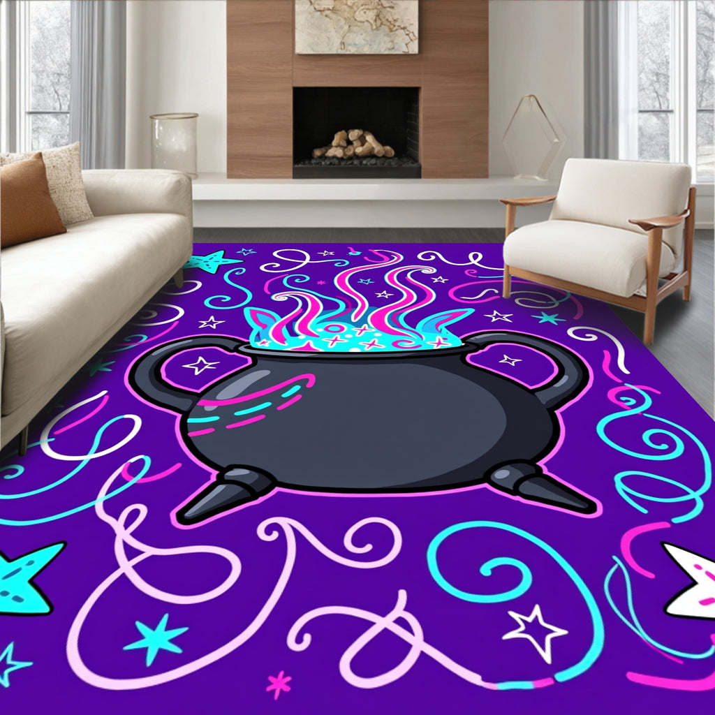 Magic Cauldron Swirls Purple Star Rug