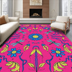 Vibrant Blue Dragonfly Floral Meadow Rug