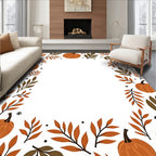 Autumn Pumpkin Leaf Border Rug