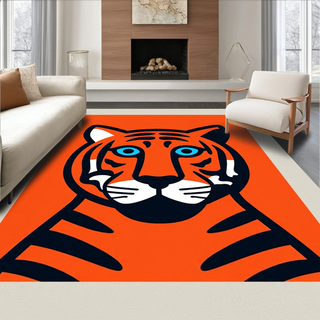 Bold Orange Tiger With Blue Eyes Rug