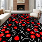 Bold Red Berry Vine Arrangement Rug
