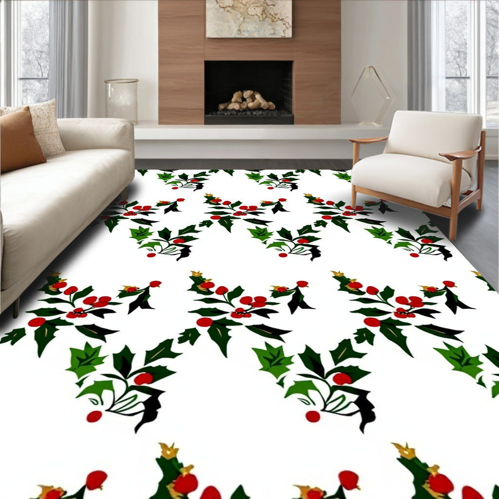 Festive Red Holly Berry Garland Rug