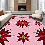 Crimson Leafy Flower Medallion Rug