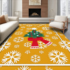 Golden Snowflakes Christmas Tree Rug