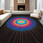 Vibrant Radial Rainbow Burst Rug