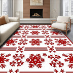 Crimson Snowflake Star Stripes Rug