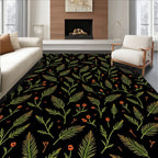 Dark Botanical Garden Leafy Branches Rug