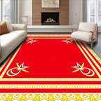 Red and Gold Egyptian Ankh Frame Rug