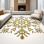 Elegant Gold Snowflake Starburst Rug
