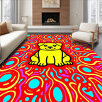 Vibrant Yellow Dog Fiesta Background Rug