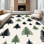 Forest Green Pine Silhouette Arrangement Rug