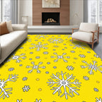 Whimsical Yellow Snowflakes Collage Rug